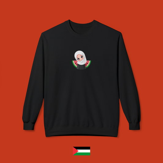 Sara with watermelon - crewneck sweatshirt