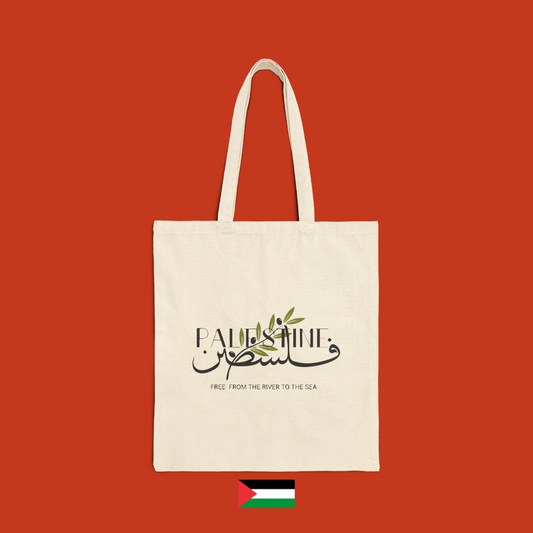 Scritta Palestine con foglie ulivo - borsa