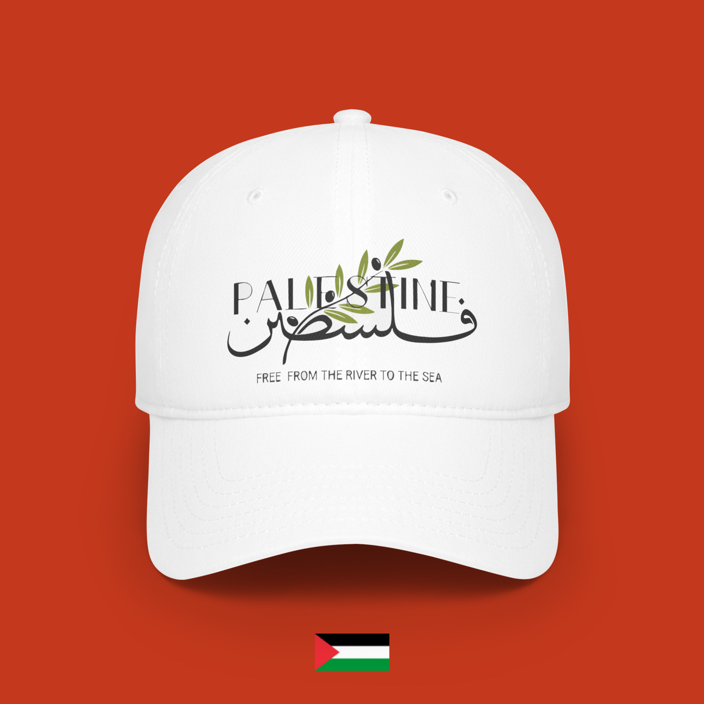 Palestine writing with olive leaves - hat
