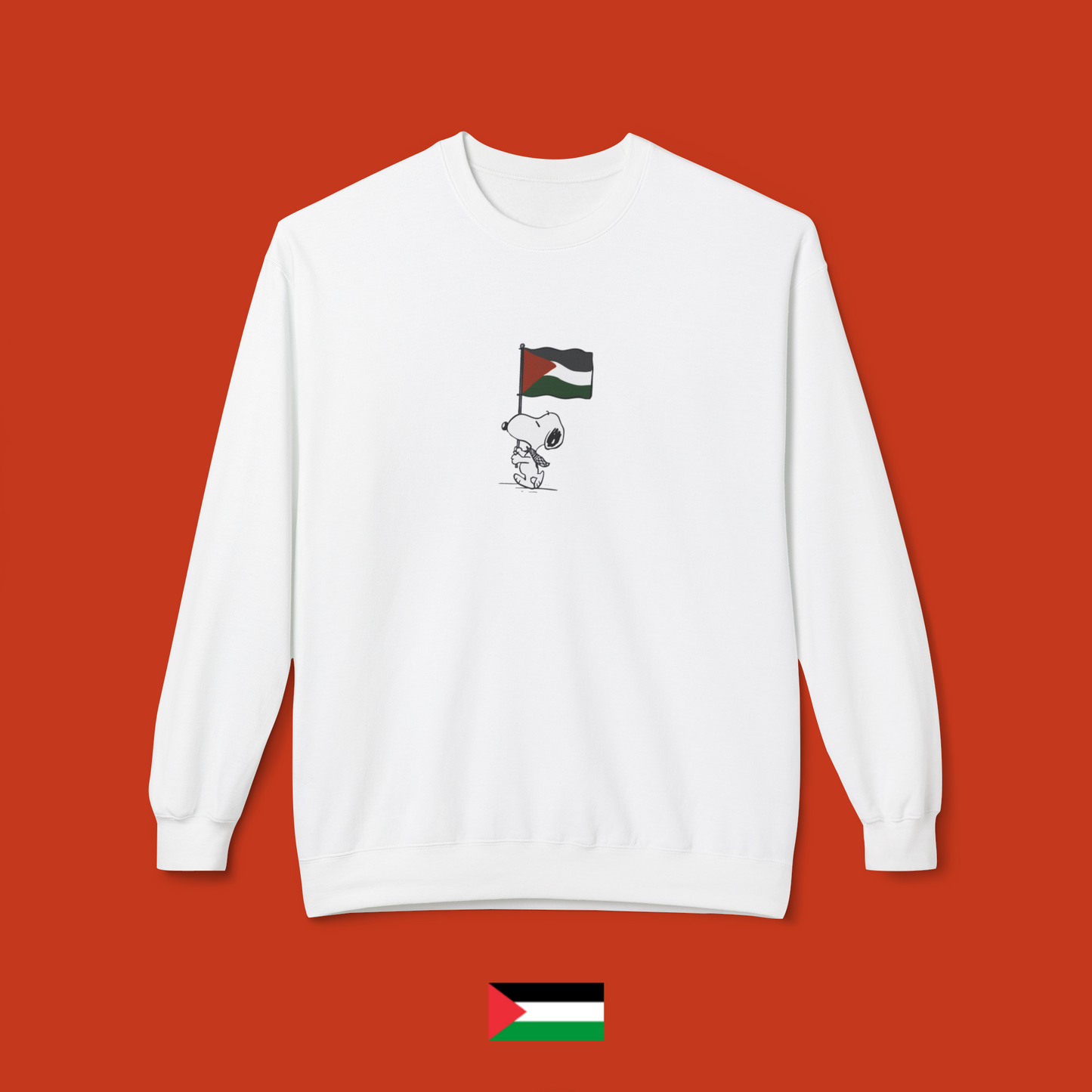 Snoopy con bandiera - felpa girocollo