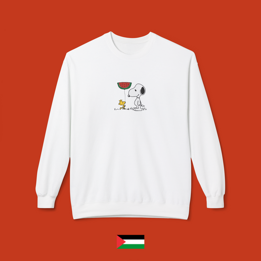 Snoopy con palloncino a forma di anguria - felpa girocollo
