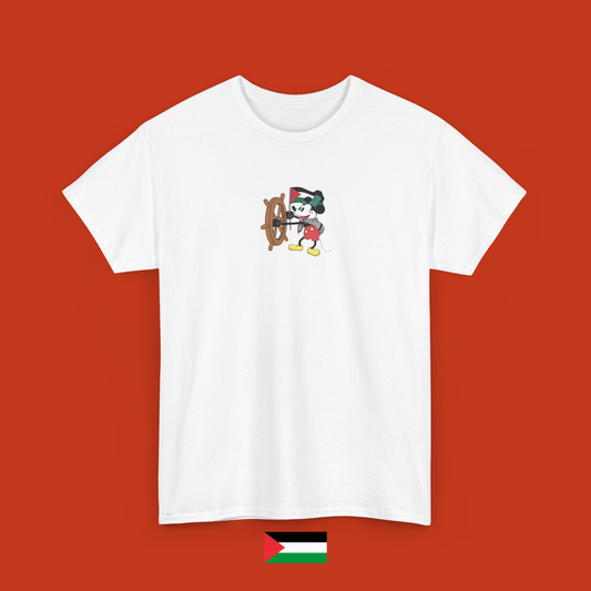 Mickey Mouse Steamboat Willie with Flag - T-Shirt