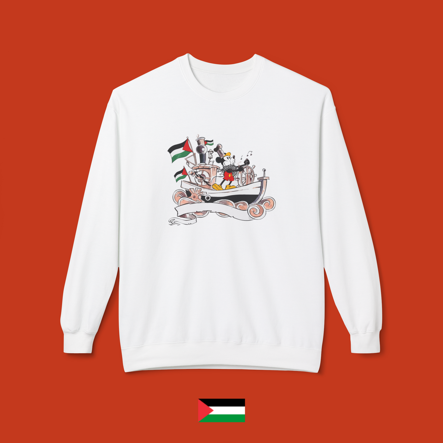 Mickey Mouse Steamboat Willie with Ship - Crewneck Sweatshirt