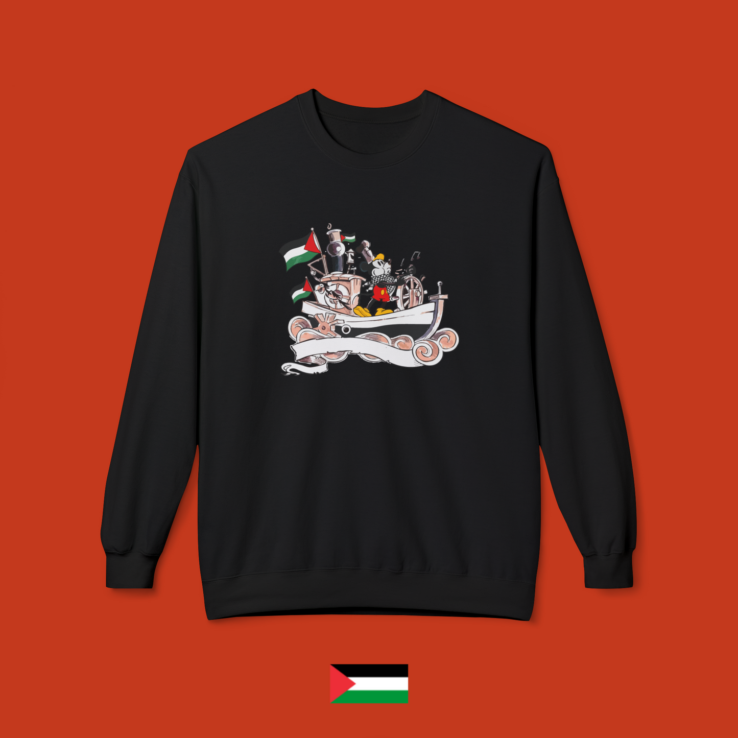 Mickey Mouse Steamboat Willie with Ship - Crewneck Sweatshirt
