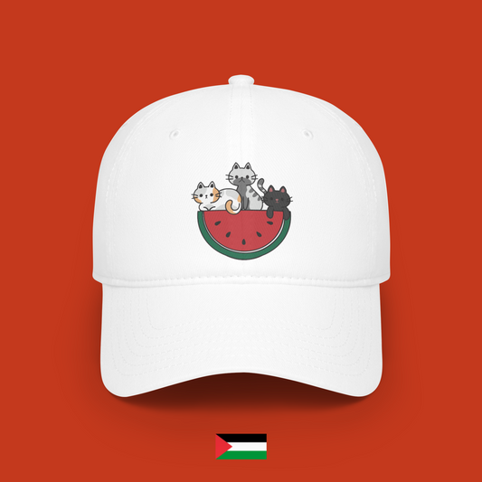 Three cats with watermelon - hat