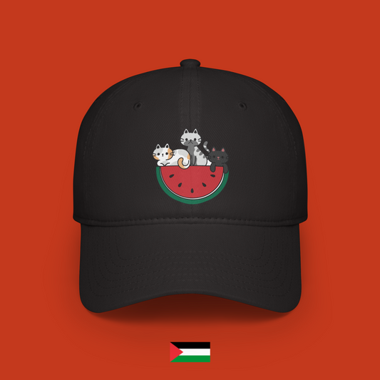 Three cats with watermelon - hat