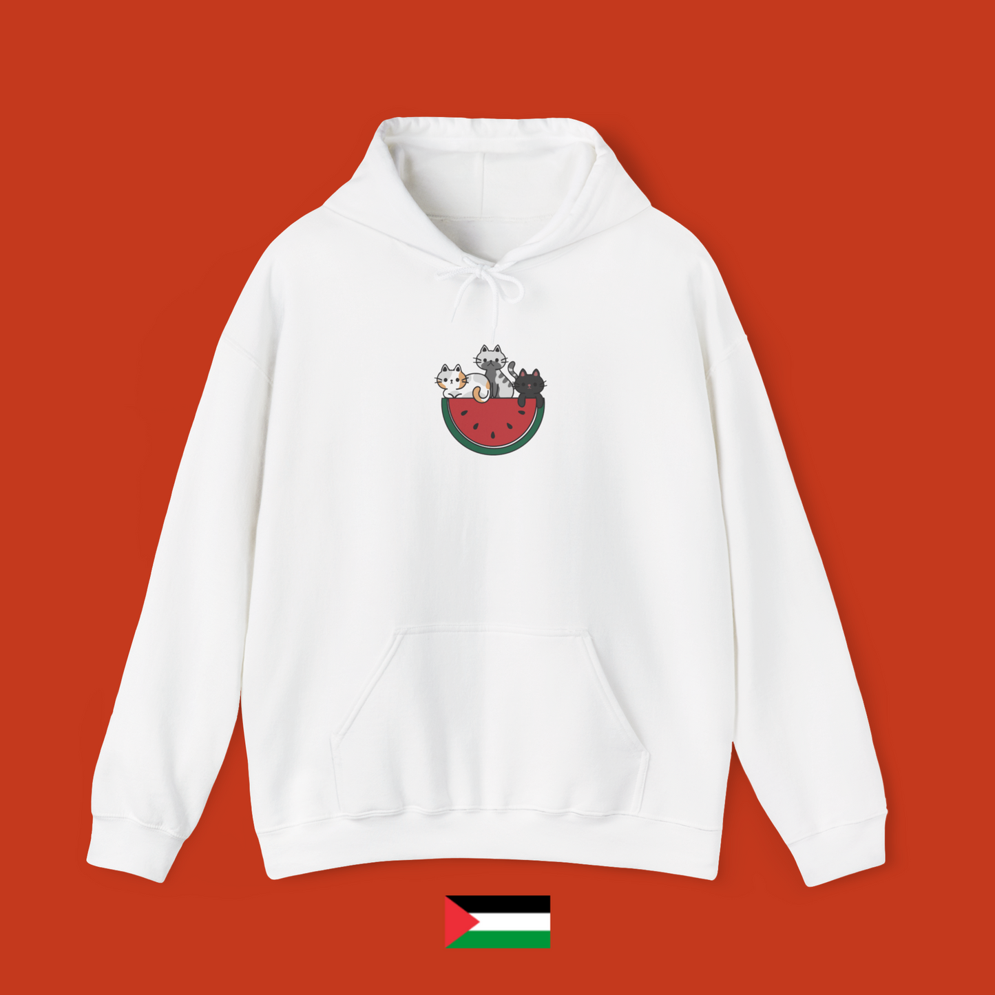 Three Cats with Watermelon - Hoodie