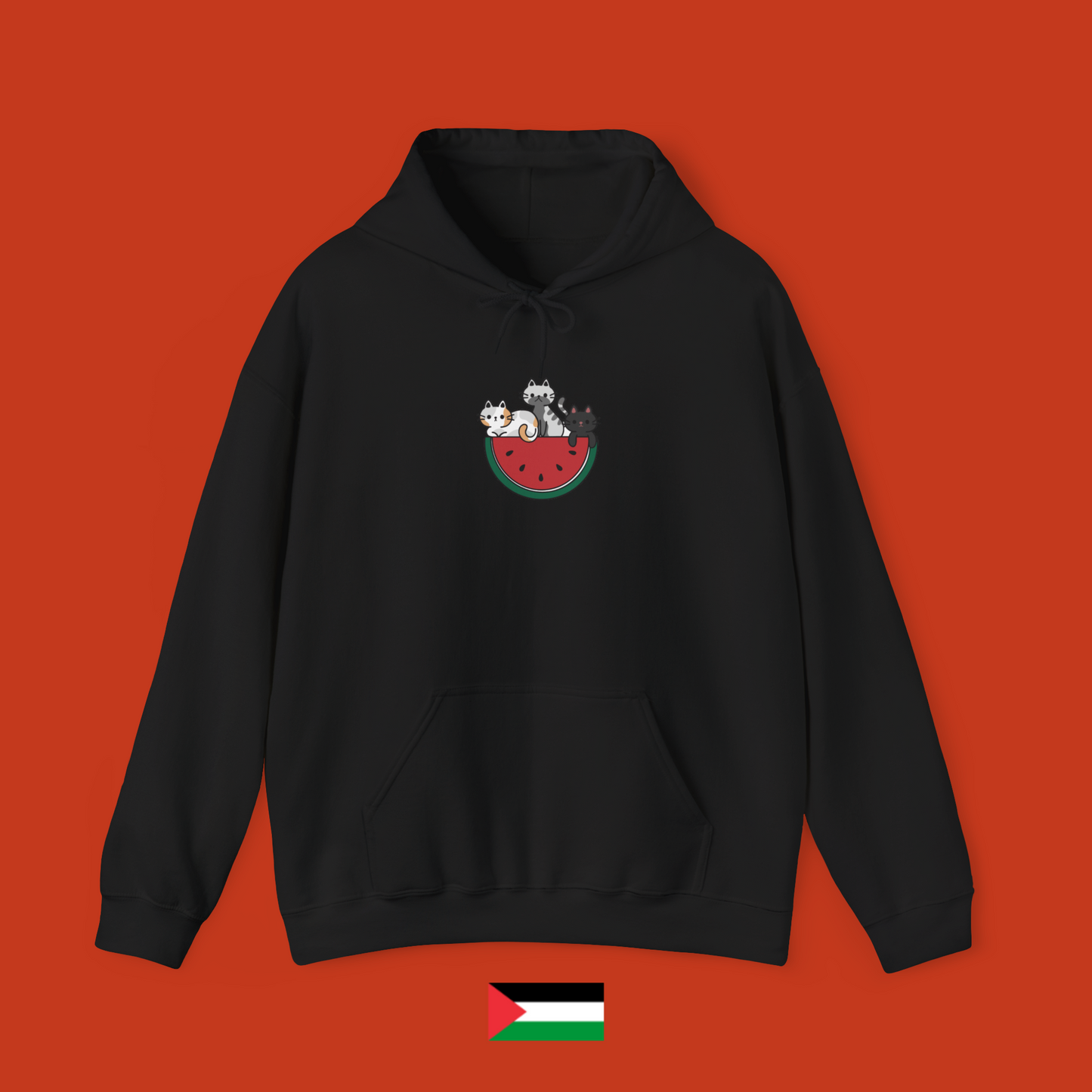 Three Cats with Watermelon - Hoodie