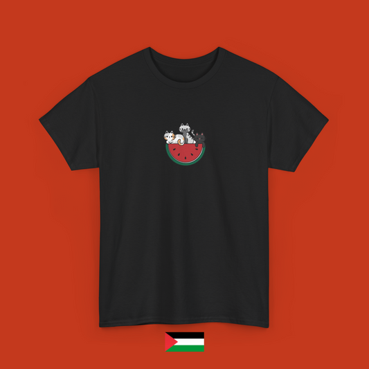 Three Cats with Watermelon - T-shirt